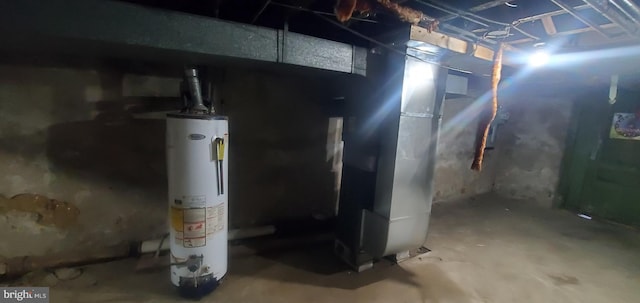 basement with gas water heater