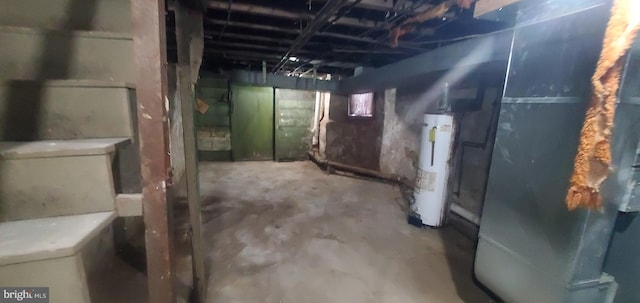 basement featuring water heater