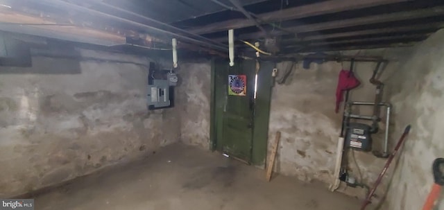 basement with electric panel