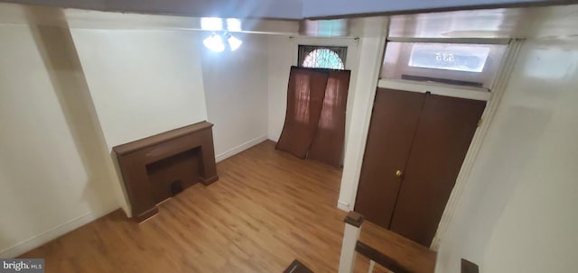 foyer entrance with light wood-type flooring