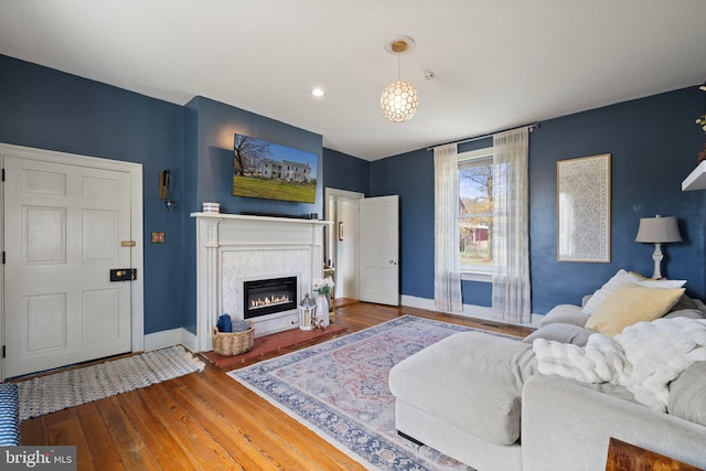 living room with hardwood / wood-style flooring