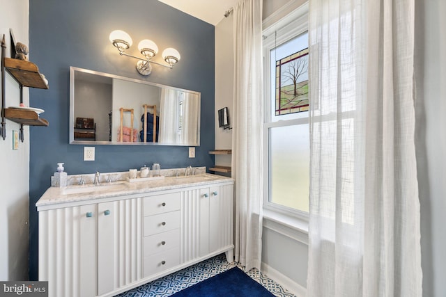 bathroom featuring vanity and tile patterned floors