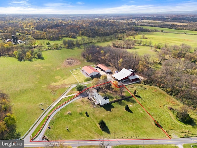 bird's eye view featuring a rural view