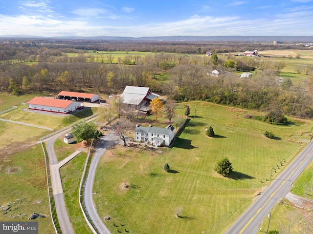 aerial view with a rural view