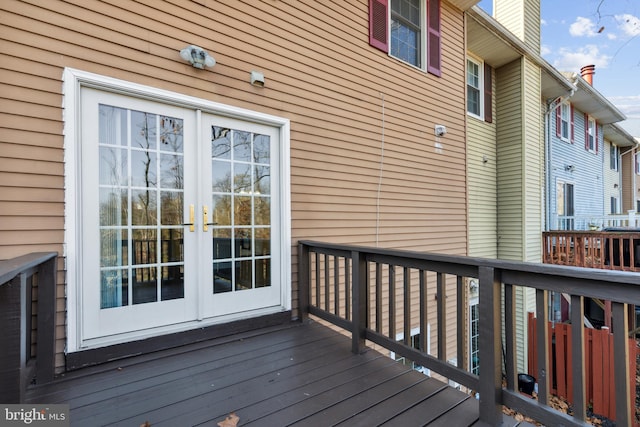 wooden terrace with french doors