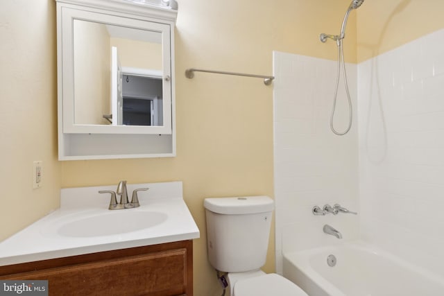 full bathroom with vanity, toilet, and tub / shower combination