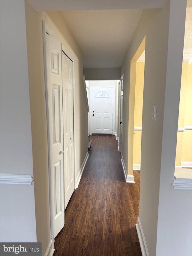 hall featuring dark hardwood / wood-style flooring