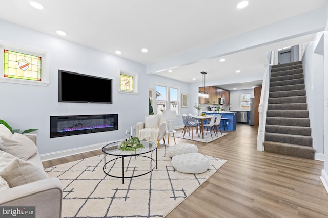 living room featuring light hardwood / wood-style floors