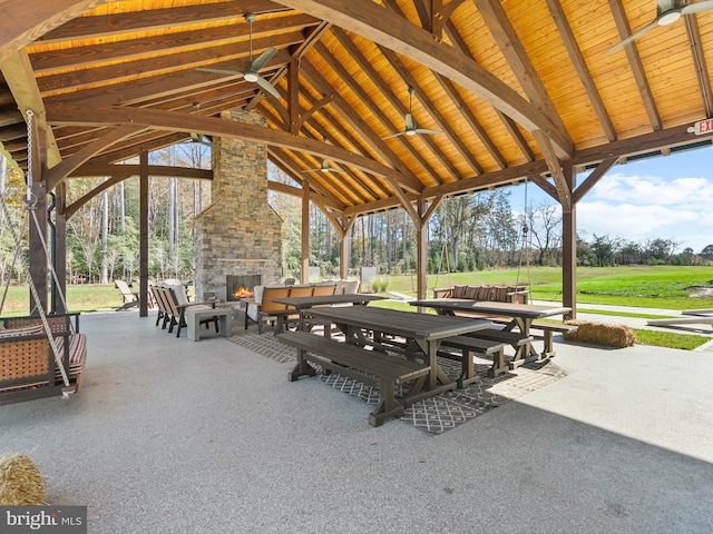 surrounding community with a patio and a gazebo