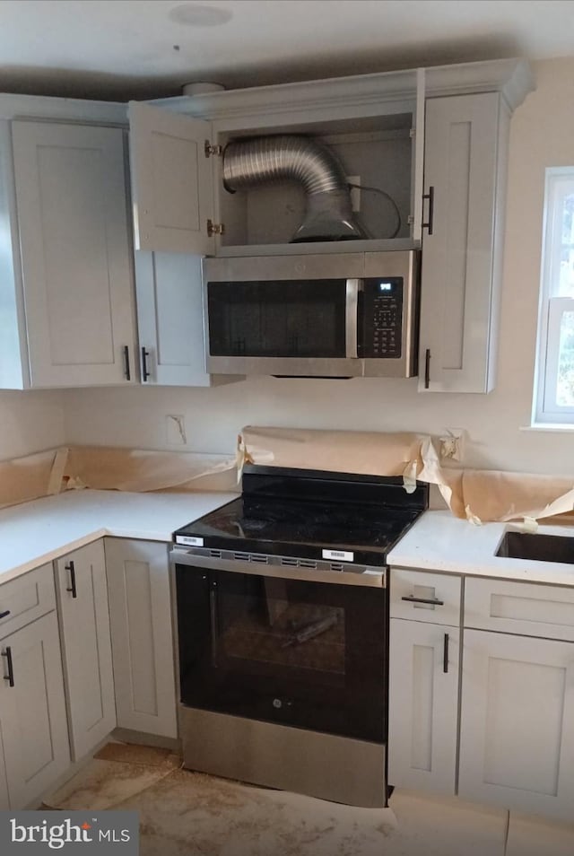 kitchen with white cabinetry, stainless steel appliances, and sink