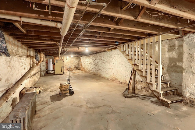 basement with gas water heater