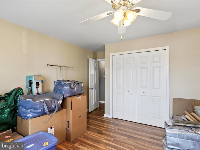 interior space featuring ceiling fan