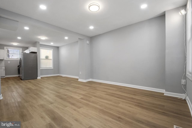 unfurnished living room with light hardwood / wood-style floors