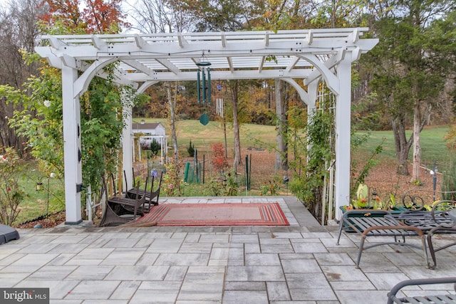 view of patio / terrace featuring a pergola