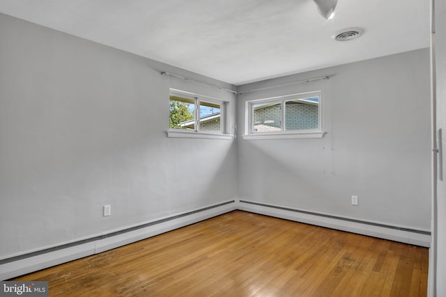 empty room with light hardwood / wood-style floors