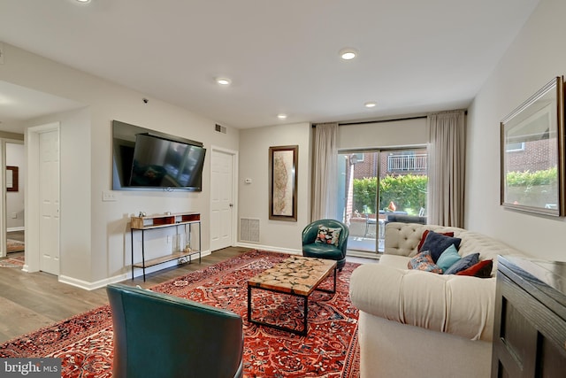 living room with light wood-type flooring