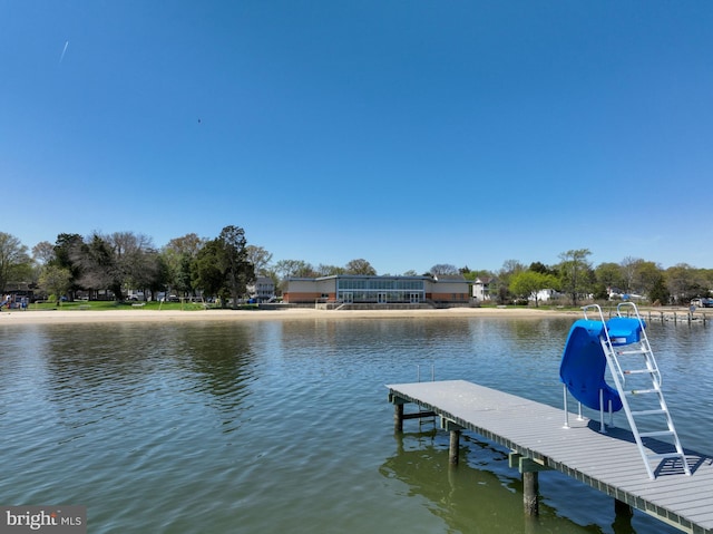 view of dock featuring a water view