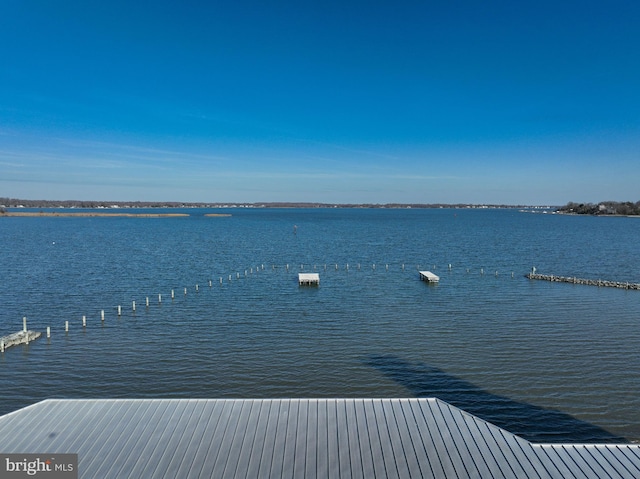 view of dock featuring a water view