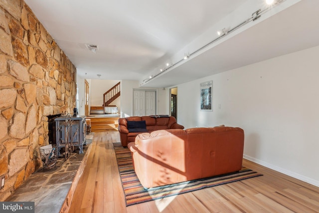 living room with hardwood / wood-style floors