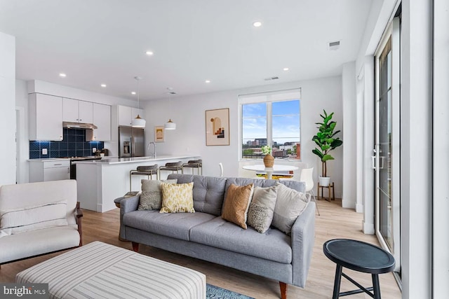 living room featuring light hardwood / wood-style floors