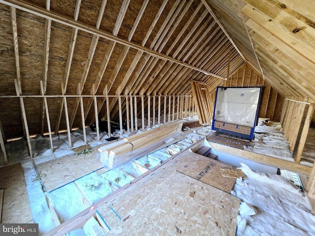 view of unfinished attic