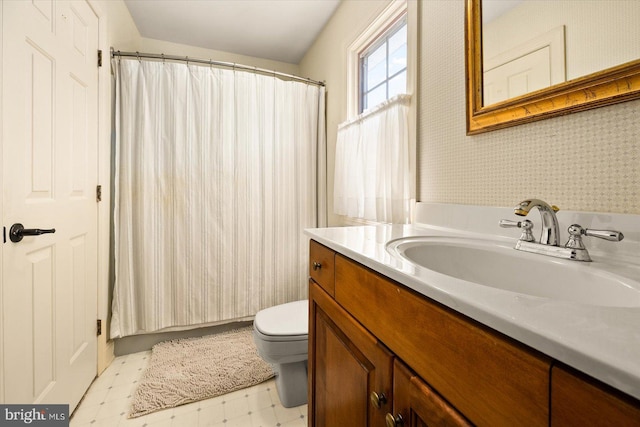 bathroom with toilet and vanity