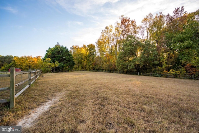 view of yard with a rural view