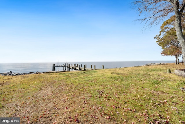 view of yard with a water view