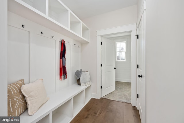 mudroom featuring hardwood / wood-style flooring