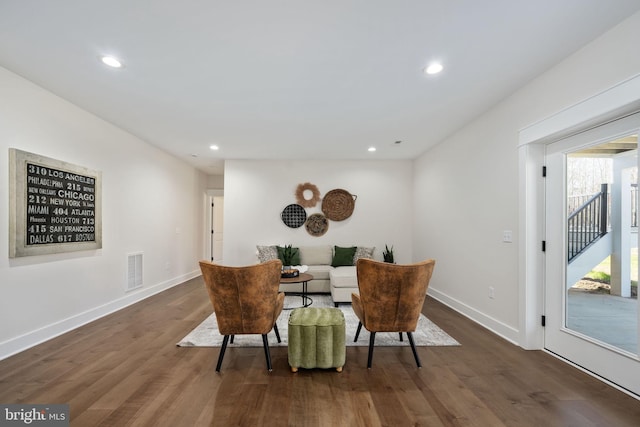 dining area featuring dark hardwood / wood-style floors