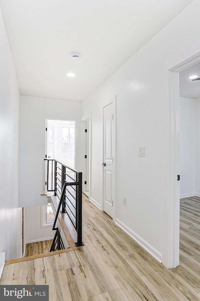 corridor featuring light hardwood / wood-style flooring and a wealth of natural light