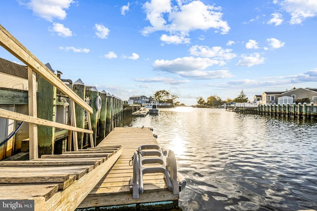 dock area featuring a water view