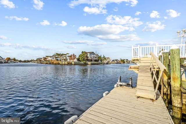 dock area featuring a water view