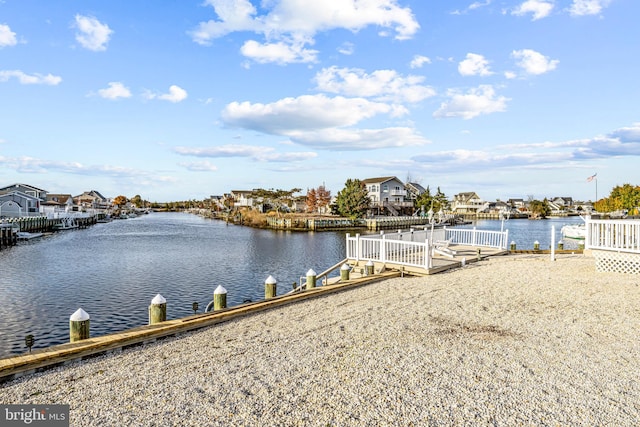 view of dock featuring a water view