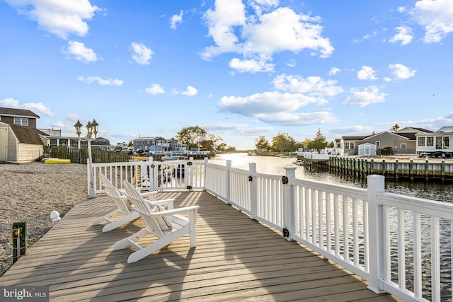 dock area featuring a water view