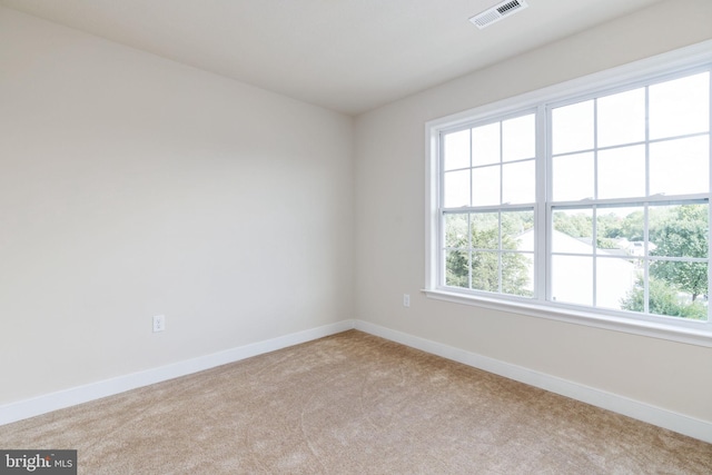 spare room with light carpet