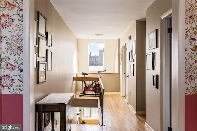 hall featuring light hardwood / wood-style flooring