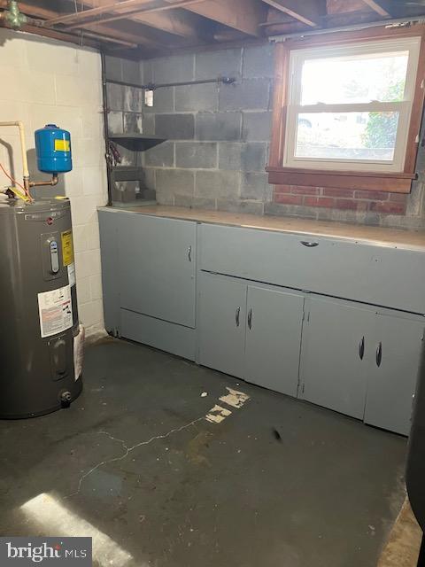 basement with water heater