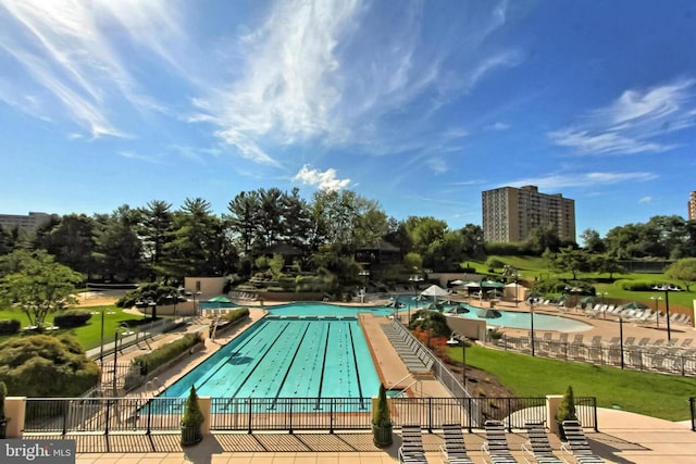 view of pool with a patio area