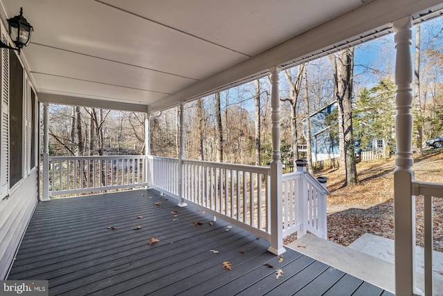 deck featuring covered porch