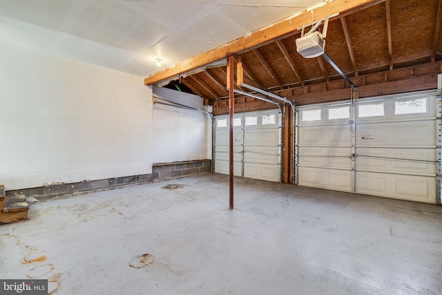 garage with a garage door opener