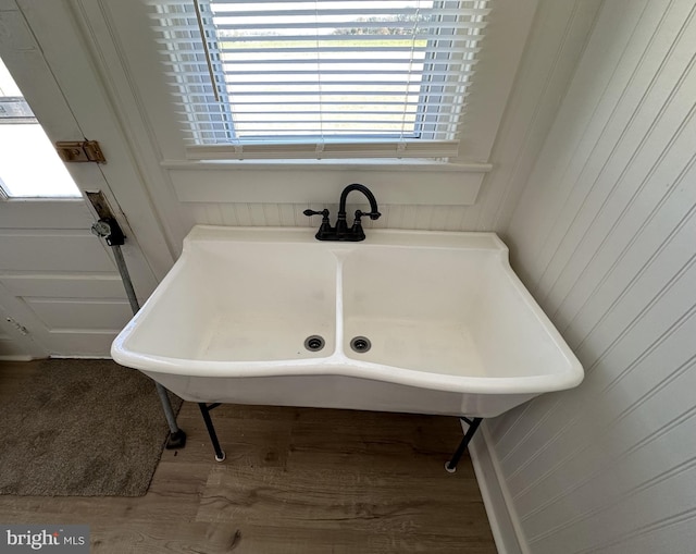 bathroom featuring sink and wood-type flooring