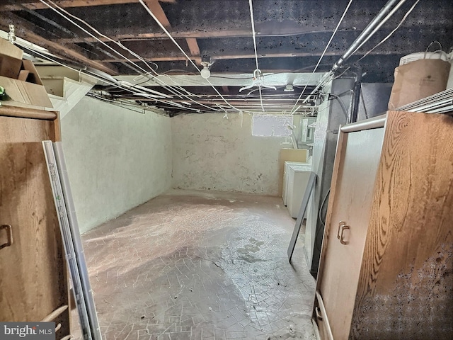 basement with washer / dryer