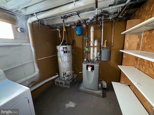 utility room with water heater and washer / clothes dryer