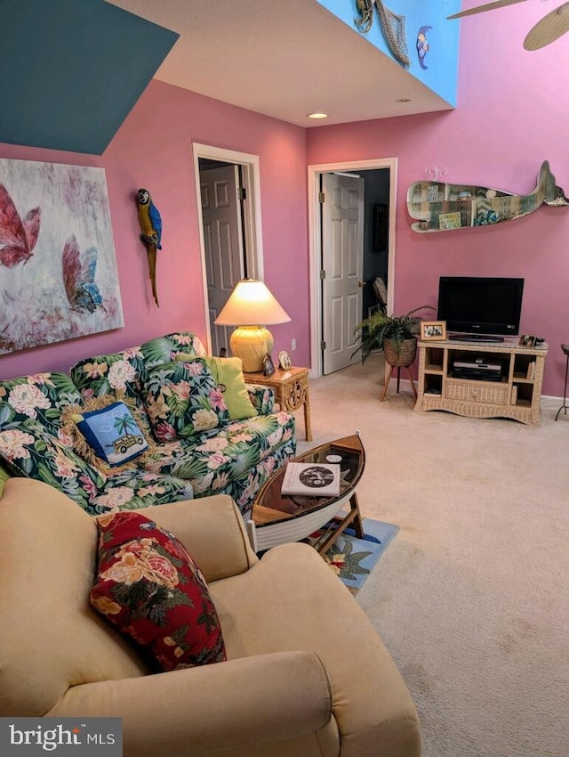 living room featuring carpet flooring