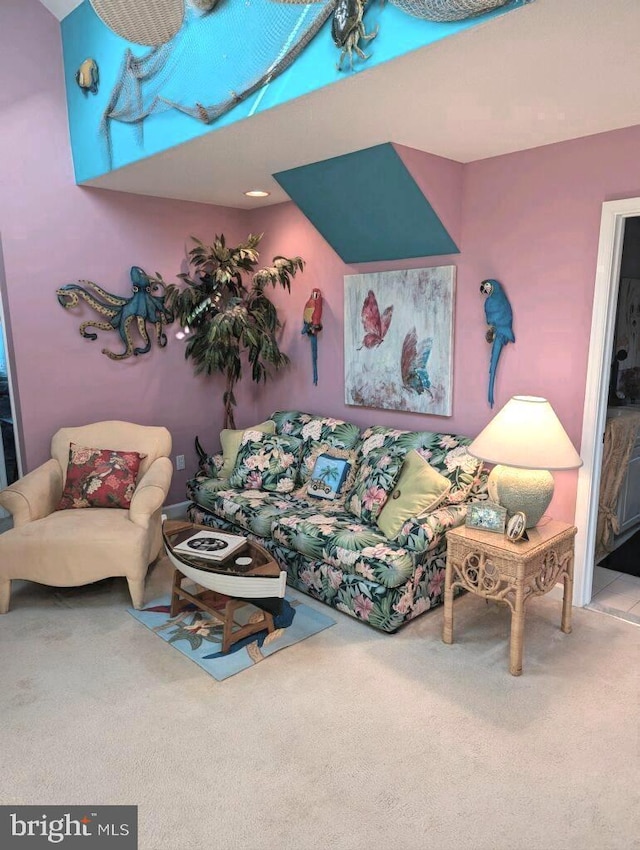 living room featuring carpet floors