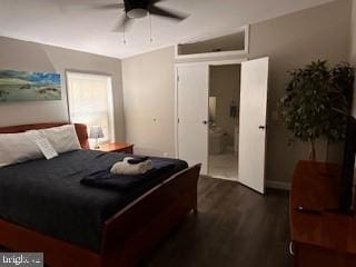 316 Thunderbird Dr, Lusby, MD 20657 - bedroom featuring dark wood-style flooring and ceiling fan