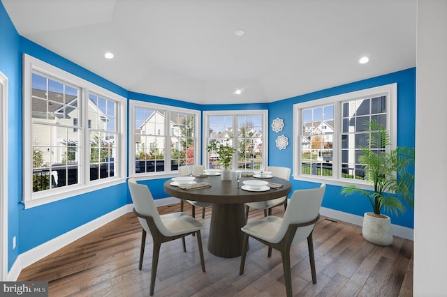 dining area featuring hardwood / wood-style flooring