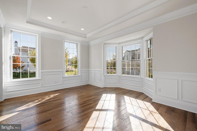 unfurnished sunroom with a wealth of natural light and a tray ceiling