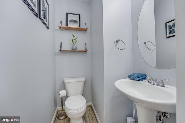 bathroom featuring toilet and hardwood / wood-style floors